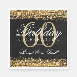 Elegante 60. Geburtstags-GoldBokeh Schein-Lichter Serviette