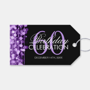 Elegante 60. Geburtstags-Party-Glitzern lila Geschenkanhänger