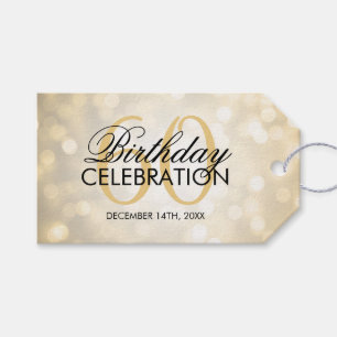 Elegante 60. Geburtstags-Party-GoldGlitzer-Lichter Geschenkanhänger