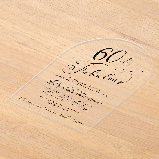Elegante 60. Geburtstagsparty Acryleinladungen (Ablage )