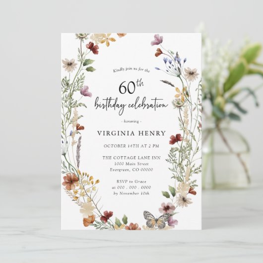Elegante 60. Geburtstagsparty Einladung (Stehend Vorderseite)