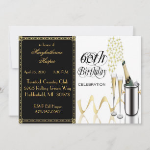 Elegante 60. Geburtstagsparty Einladung