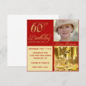 Elegante 60. Geburtstagsparty Einladungen (Vorne/Hinten)