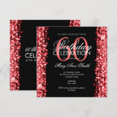Elegante 60. Geburtstagsparty Glitzern Red Einladung (Vorne/Hinten)