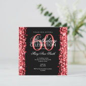 Elegante 60. Geburtstagsparty Glitzern Red Einladung (Stehend Vorderseite)