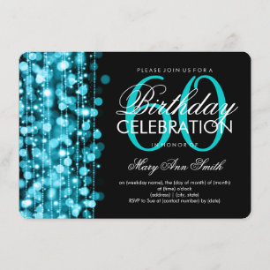Elegante 60. Geburtstagsparty Glitzern Türkis Einladung