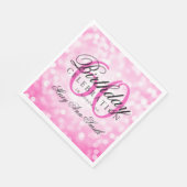 Elegante 60. Geburtstagsparty Pink Glitzer Lights Serviette (Ecke)