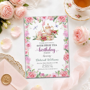 Elegante 64. Geburtstags-High-Tea-Party  Einladung
