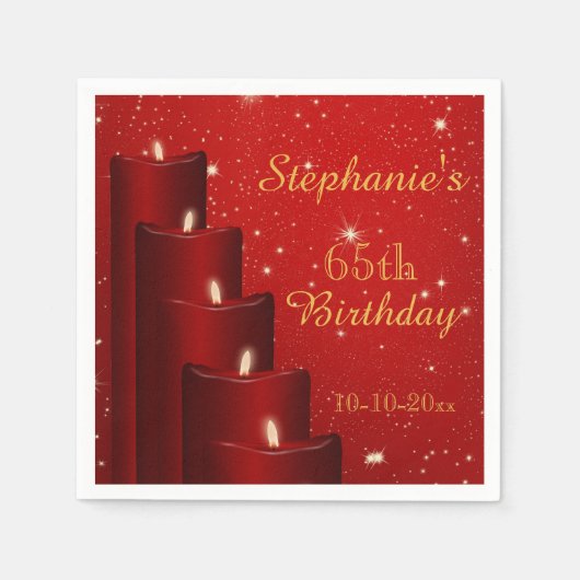 Elegante 65. Geburtstagskandale mit Sparkle Serviette (Vorderseite)