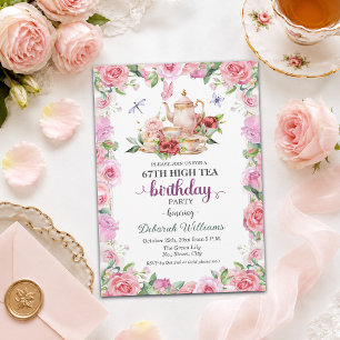Elegante 67. Geburtstags-High-Tea-Party  Einladung