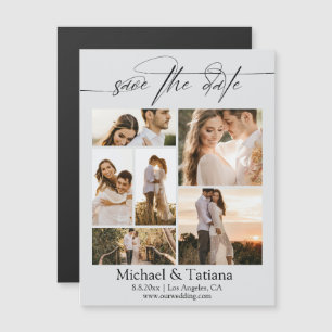 elegante 6 Fotos Collage Save-the-Date-Magnet Magnetkarte