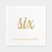 Elegante 6. Geburtstag Modernes Gold Servietten Mit Folie (Vorderseite)