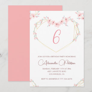 Elegante 6. Geburtstagseinladungen Rosa Floral  Einladung