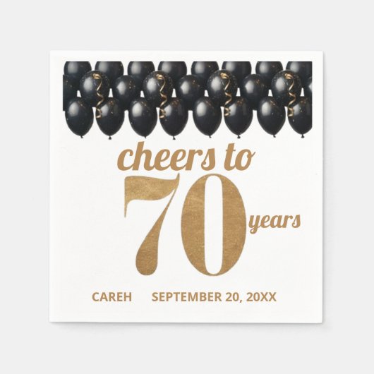 elegante 70. Geburtstag Serviette (Vorderseite)