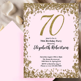Elegante 70. Geburtstagseinladung mit Gold Sequins Einladung