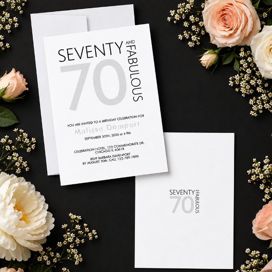 Elegante 70. Geburtstagsfeier für sie Einladung