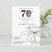 Elegante 70. Geburtstagsfeier mit Foto Einladung (Stehend Vorderseite)