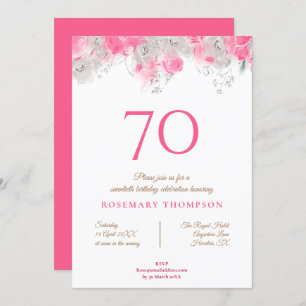 Elegante 70. Geburtstagsparty Delikat Florenz Rosa Einladung
