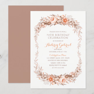 Elegante 70. Geburtstagsparty Floral Fall Einladung