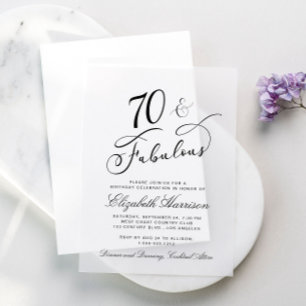 Elegante 70. Geburtstagsparty Pergament Einladungen