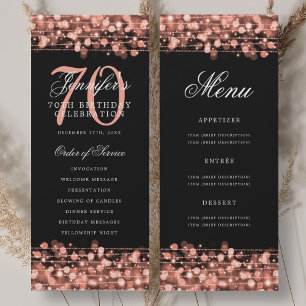 Elegante 70. Geburtstagsprogramm Rose Gold mit Men Einladung