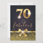 Elegante 70 u. fabelhafter GoldGlitzer-70. Einladung (Vorderseite)
