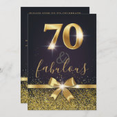 Elegante 70 u. fabelhafter GoldGlitzer-70. Einladung (Vorne/Hinten)