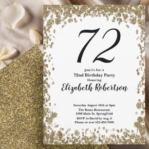 Elegante 72. Geburtstagseinladung mit goldenen Pai Einladung