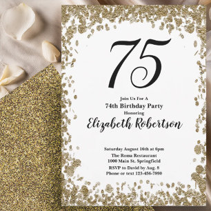 Elegante 75. Geburtstagseinladung mit goldenen Pai Einladung