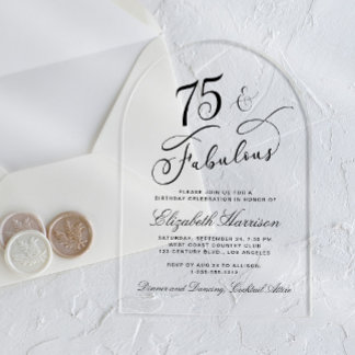 Elegante 75. Geburtstagsparty Acryleinladungen
