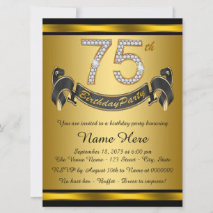 Elegante 75. Geburtstagsparty Einladung