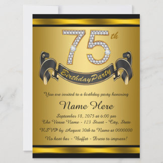 Elegante 75. Geburtstagsparty Einladung