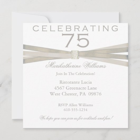 Elegante 75. Geburtstagsparty Einladungen (Vorderseite)