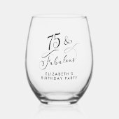 Elegante 75. Geburtstagsparty Weinglas Ohne Stiel (Vorderseite)