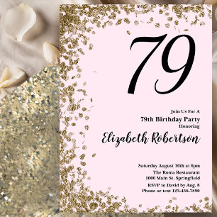 Elegante 79. Geburtstagseinladung Rosa Gold Paille Einladung