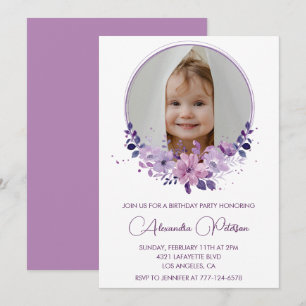 Elegante 7. Geburtstagseinladung Foto Floral Boho Einladung
