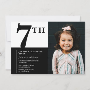 Elegante 7. Geburtstagseinladung Mädchen Chic Foto Einladung
