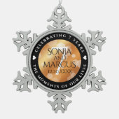 Elegante 7. Geburtstagsfeier der Kupferpresse Schneeflocken Zinn-Ornament (Vorderseite)