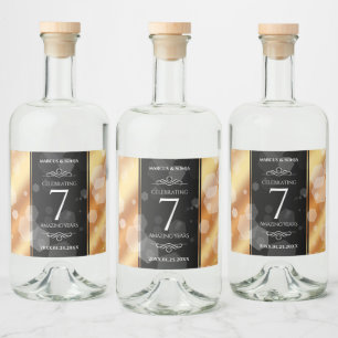 Elegante 7. kupferne Hochzeit Alkoholflaschenetikett