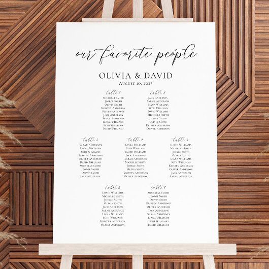 Elegante 7 Tische unsere Lieblings-Sitzkarte Poster