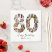 Elegante 80. Geburtstag-Fotocollage Servietten (Beispiel)