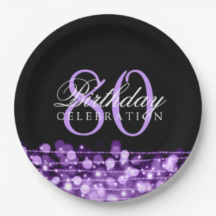 Elegante 80. Geburtstags-Party-Glitzern lila Pappteller