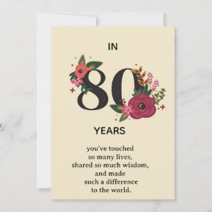 Elegante 80. Geburtstagsfeier "In 80 Jahren" Fl Einladung