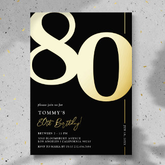 Elegante 80. Geburtstagsparty Einladung
