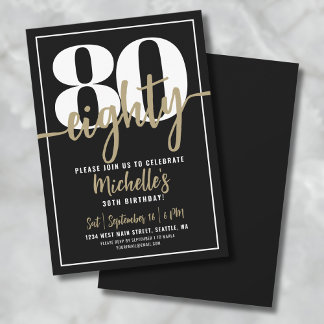 Elegante 80 Gold 80. Geburtstagsparty Einladung