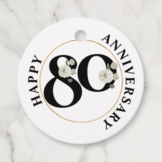 Elegante 80-jährige Geburtstagsfeiertags-Feigwaren Geschenkanhänger (Vorderseite)