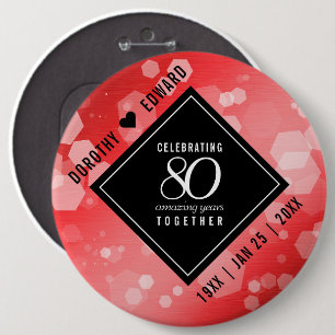 Elegante 80. Ruby Hochzeitstag Jahrestagsfeier Button
