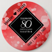 Elegante 80. Ruby Hochzeitstag Jahrestagsfeier Button (Vorderseite)