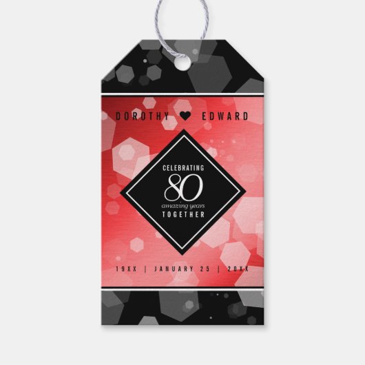 Elegante 80. Ruby Hochzeitstag Jahrestagsfeier Geschenkanhänger (Vorderseite)