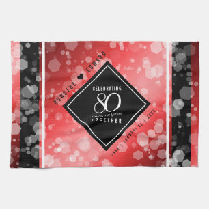 Elegante 80. Ruby Hochzeitstag Jahrestagsfeier Geschirrtuch